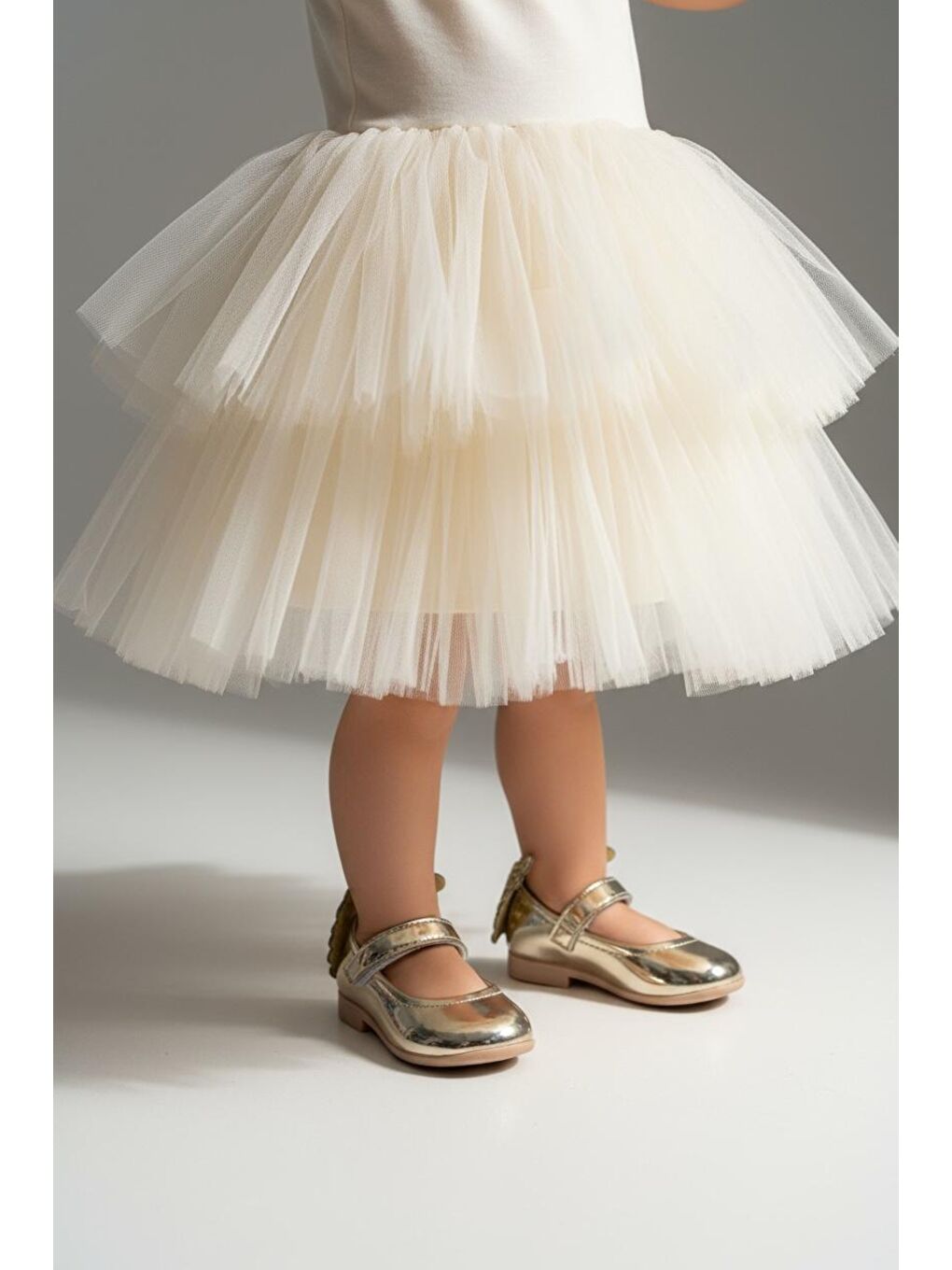 Sarı Kız Çocuk Altın Kelebek Babet