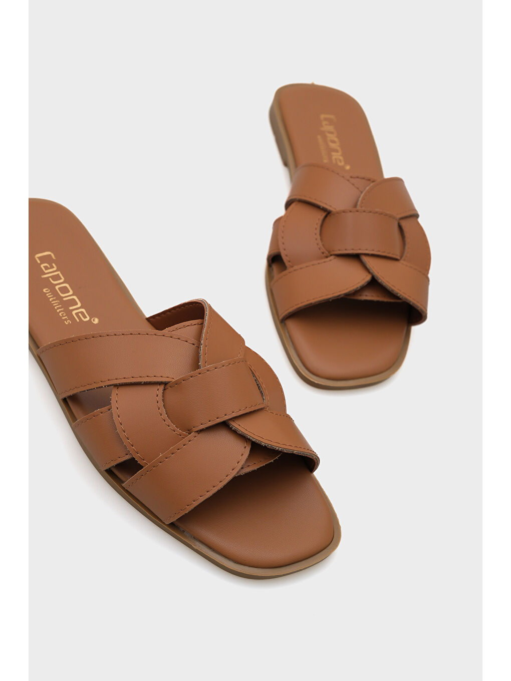 Kahverengi Lauren Kadın Küt Burun Terlik-3