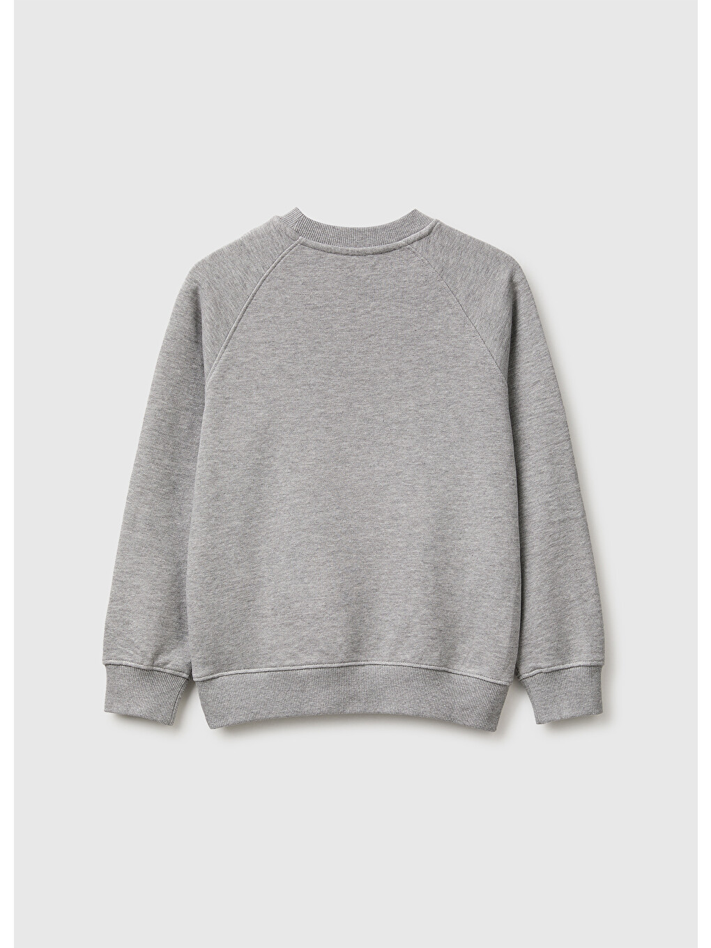 Erkek Çocuk Gri Melanj Önü İşlemeli Ribanalı Reglan Kollu Bisiklet Yaka Sweatshirt-1