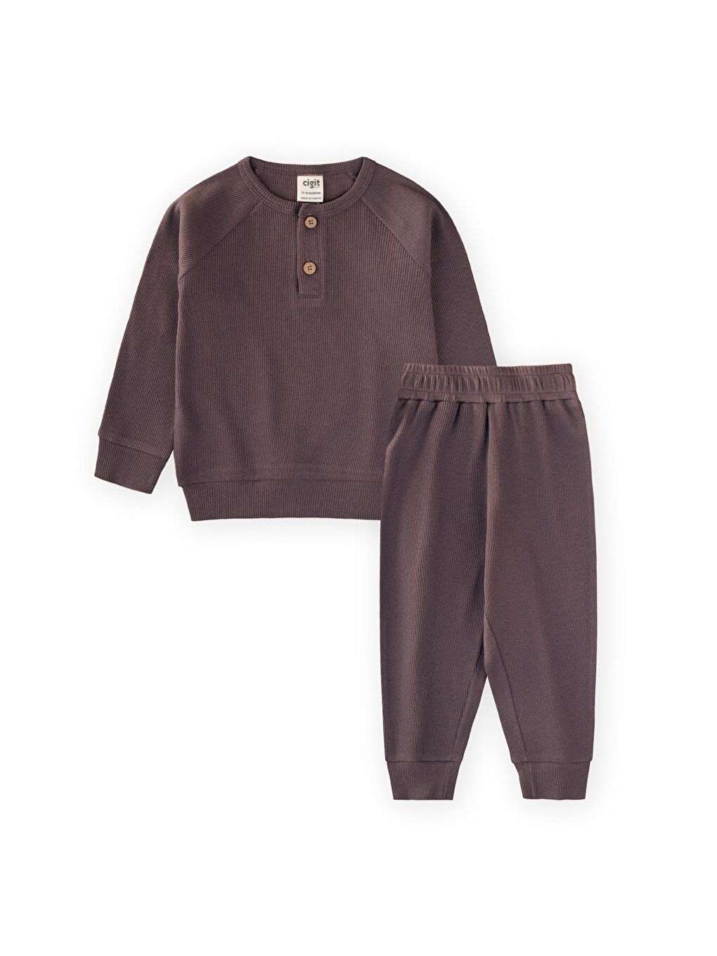 Reglan Kol Patlı Basıc Takım 1-8 Yaş Kahverengi