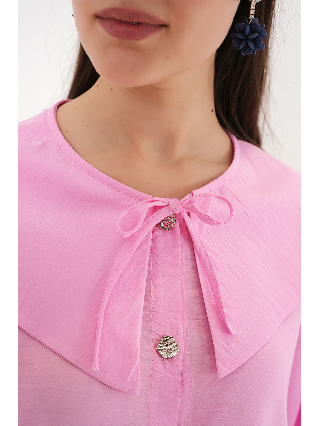 Kadın Bebe Yaka Uzun Tunik 5967 - Pembe-4