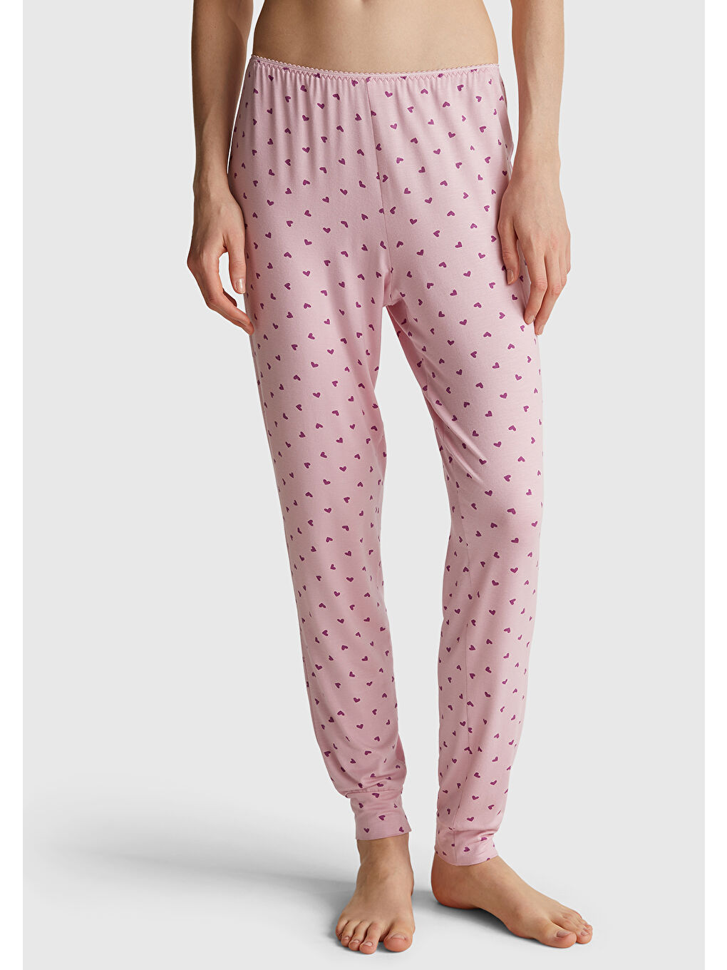 Kadın Pembe Viskoz Karışımlı Esnek Pijama Altı