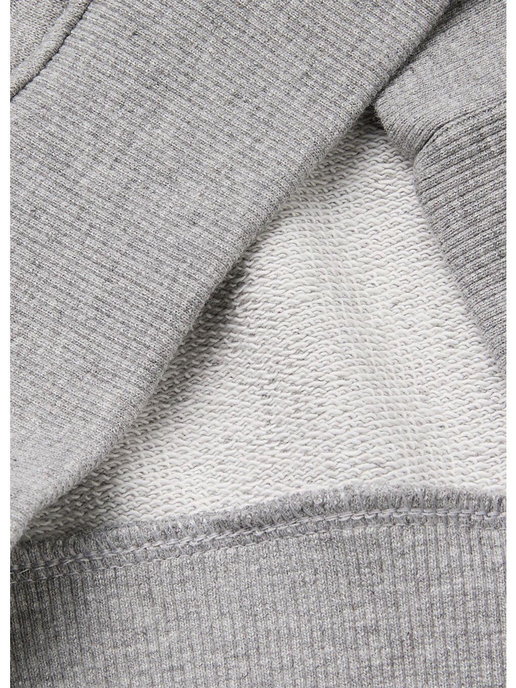 Erkek Çocuk Gri Melanj Önü İşlemeli Ribanalı Reglan Kollu Bisiklet Yaka Sweatshirt-2
