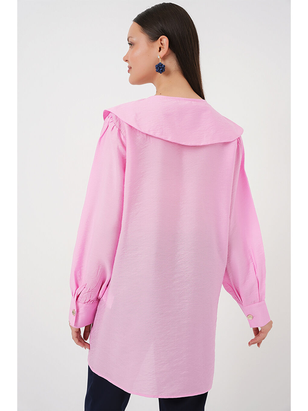 Kadın Bebe Yaka Uzun Tunik 5967 - Pembe-5