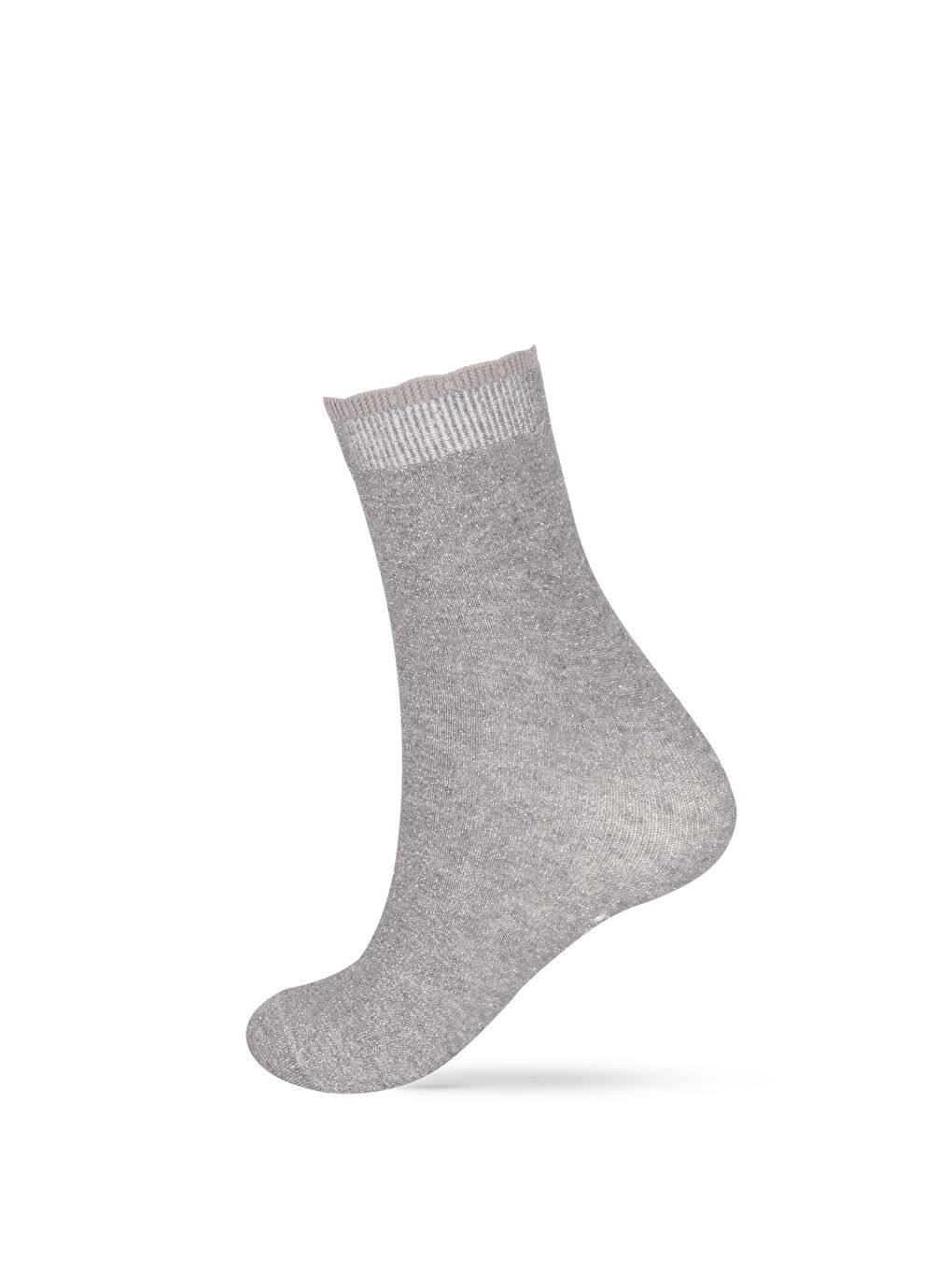 Gri Kadın Shine Soket Çorap Silver-2