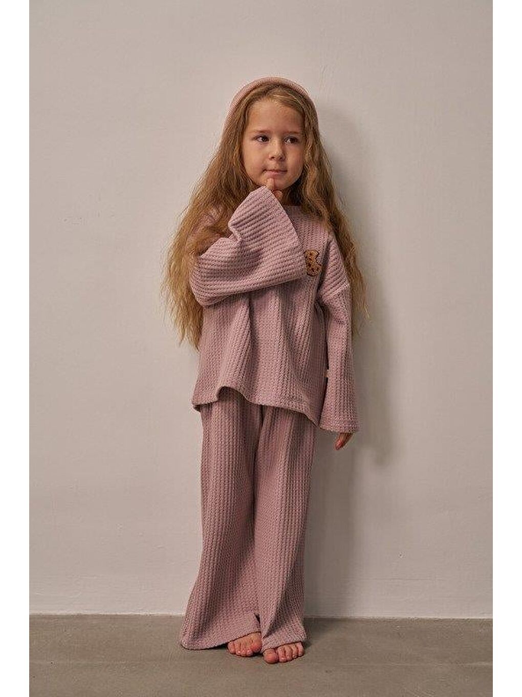 Pembe Gül Kurusu Cookie Nakışlı Dökümlü Alt Üst Takım