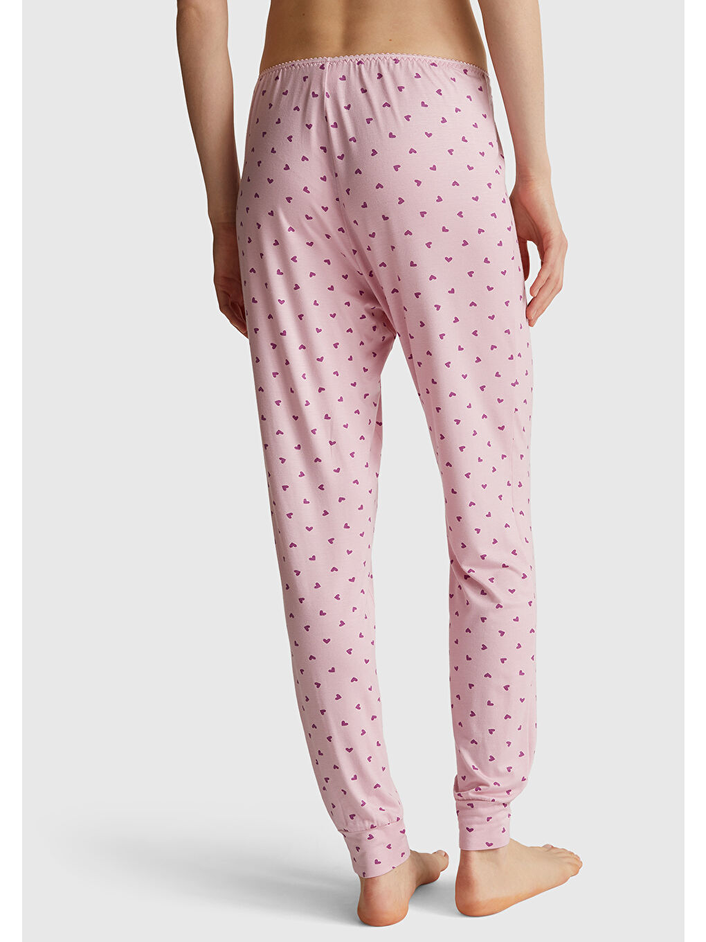 Kadın Pembe Viskoz Karışımlı Esnek Pijama Altı-2