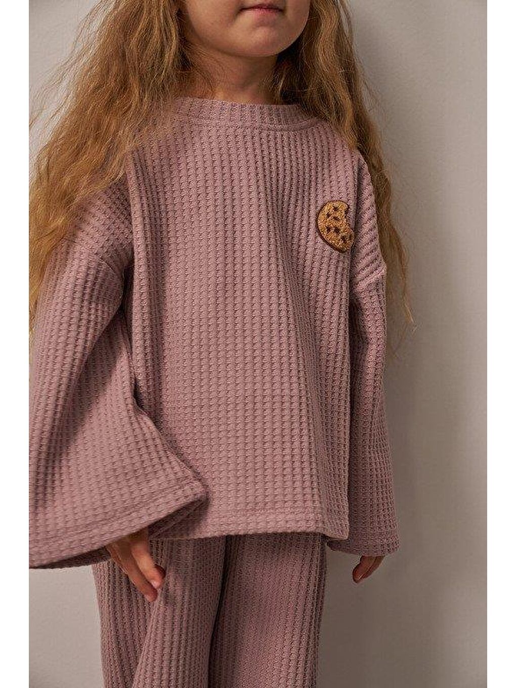 Pembe Gül Kurusu Cookie Nakışlı Dökümlü Alt Üst Takım-1