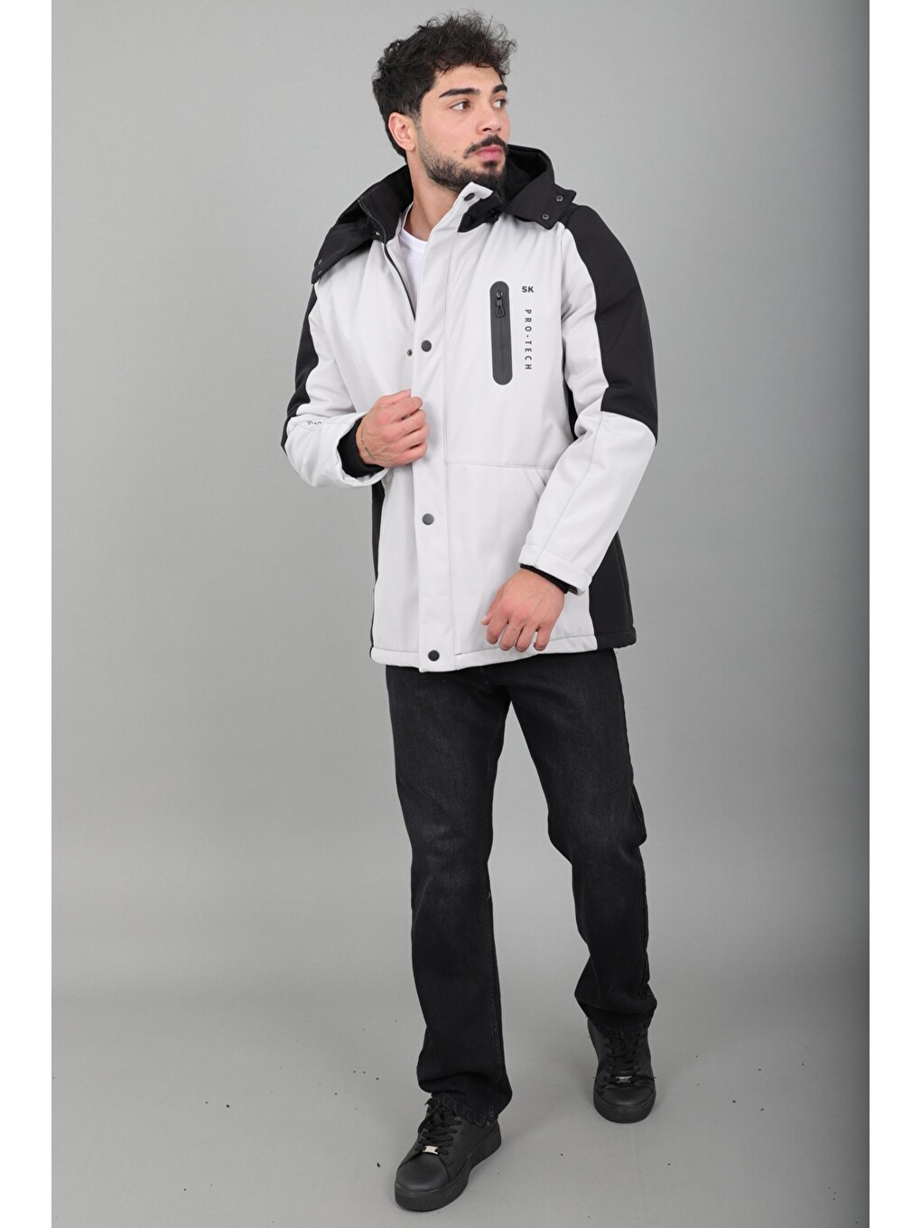 Bej Çift Renk İçi Kürklü Softshell Kışlık Mont Pldp 3041_50525-5