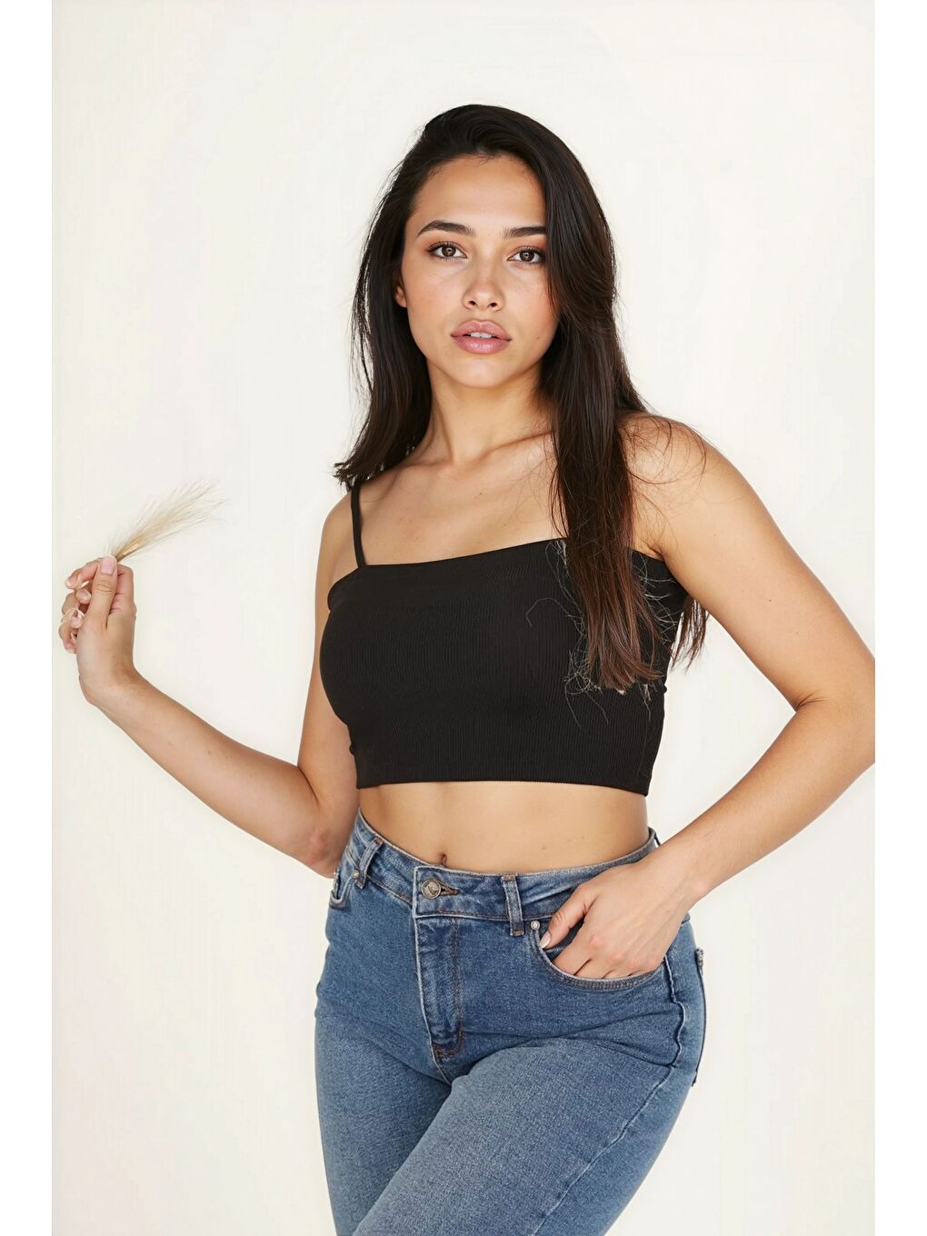 Siyah Kaşkorse İnce Askılı Topik Bluz SIYAH-1