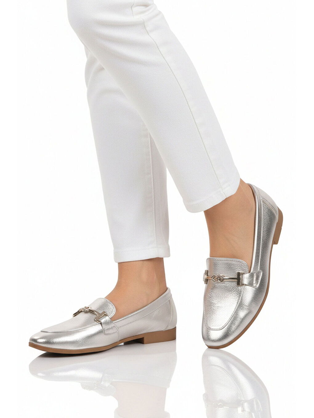 Gri Gümüş Hafif Esnek Kadın Babet Ayakkabı 572478 Z
