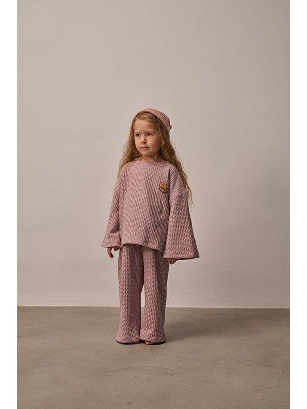 Pembe Gül Kurusu Cookie Nakışlı Dökümlü Alt Üst Takım-3