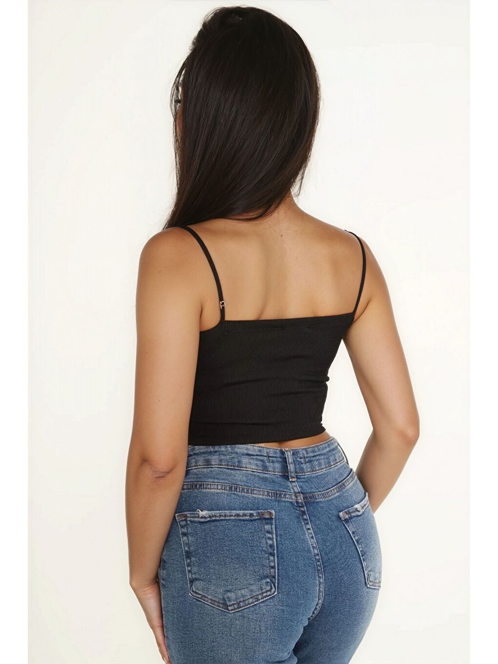 Siyah Kaşkorse İnce Askılı Topik Bluz SIYAH-2