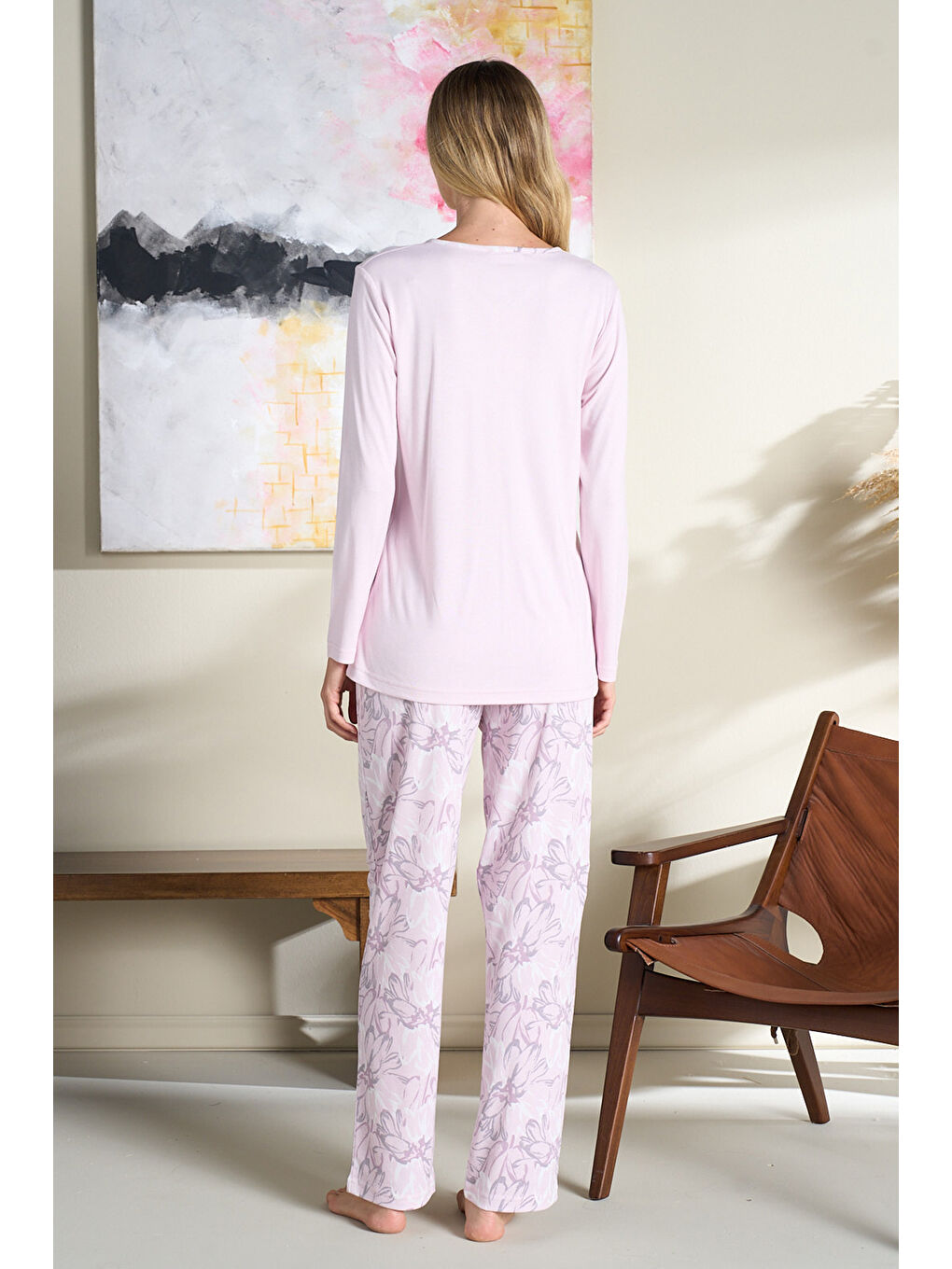 Kadın Penye Uzun Kol Pijama Takımı 3114 Lila-1