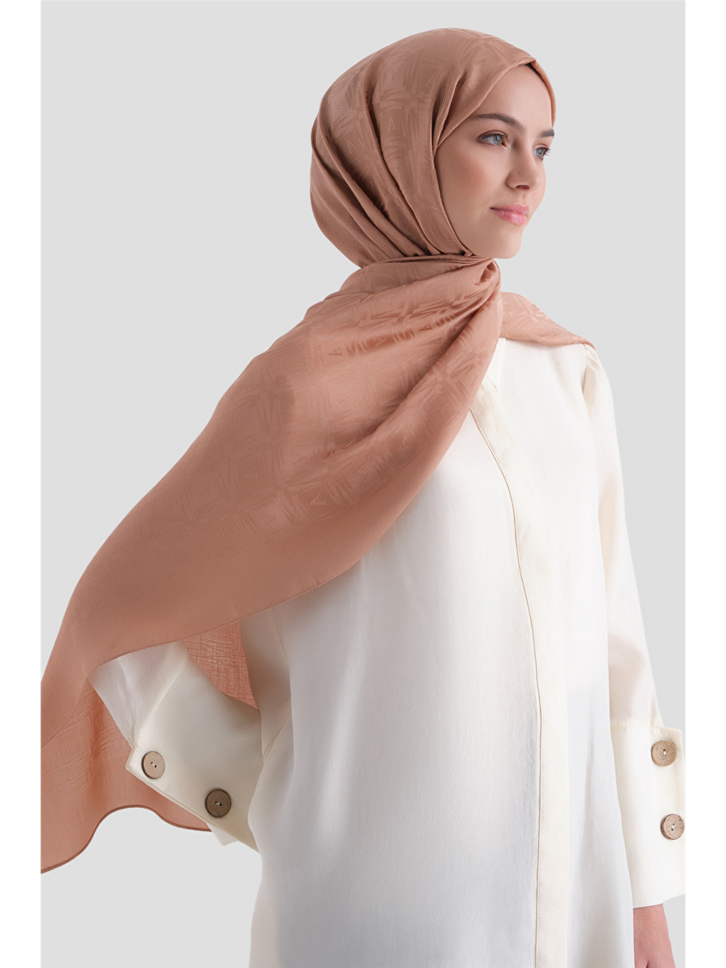 Pembe Lyocell Naia Kare Monogram Şal 6 38-1