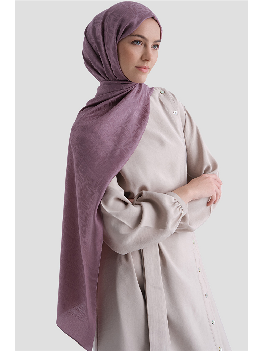 Mor Lyocell Naia Kare Monogram Şal 6 47-1