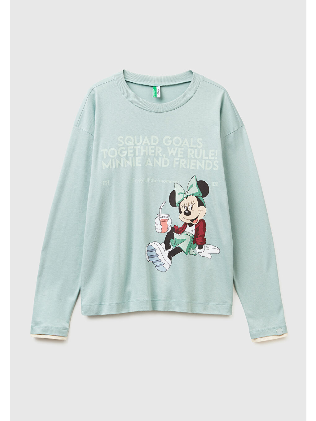 Kadın Açık Yeşil Pamuk Karışımlı Disney Baskılı Pijama üstü-1