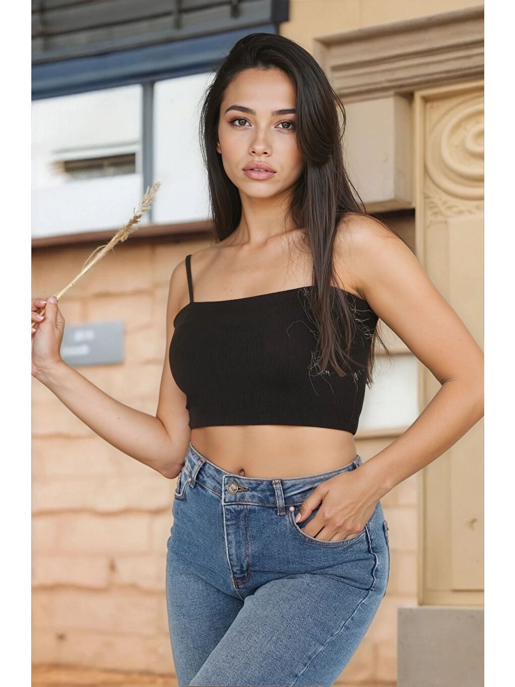 Siyah Kaşkorse İnce Askılı Topik Bluz SIYAH-3