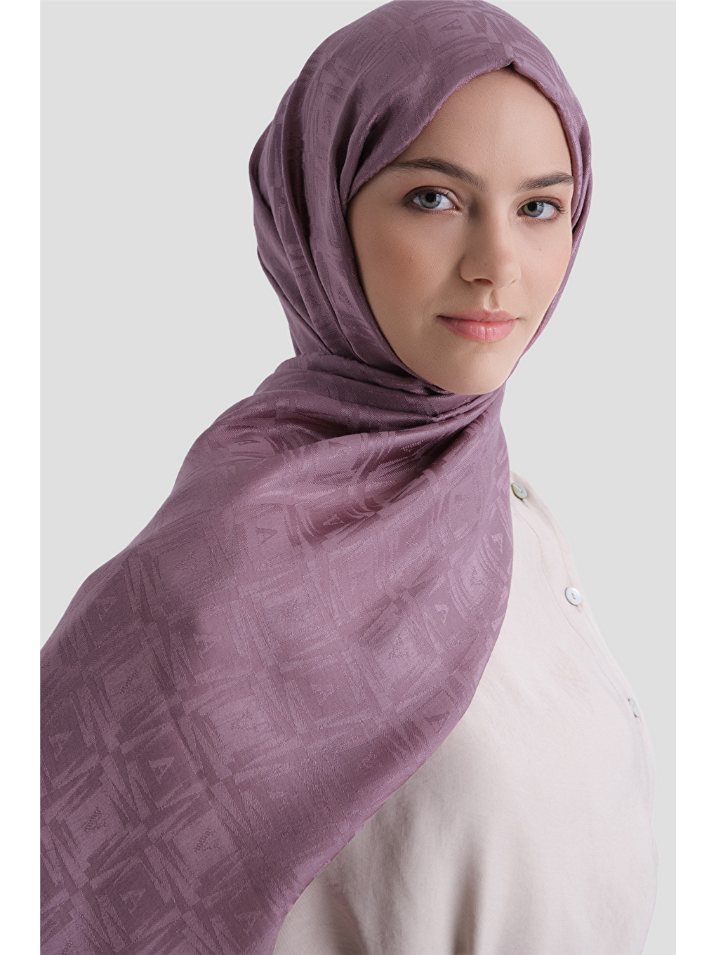 Mor Lyocell Naia Kare Monogram Şal 6 47-2