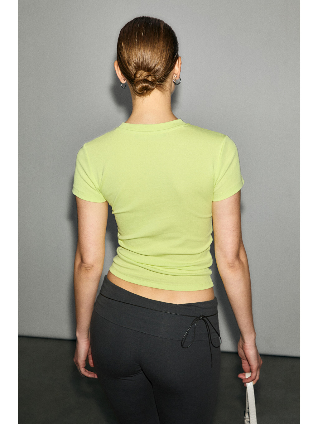 Yeşil HOPEWELL Kadın Yuvarlak Yaka Örme Slim Fit YEŞİL T-Shirt-4