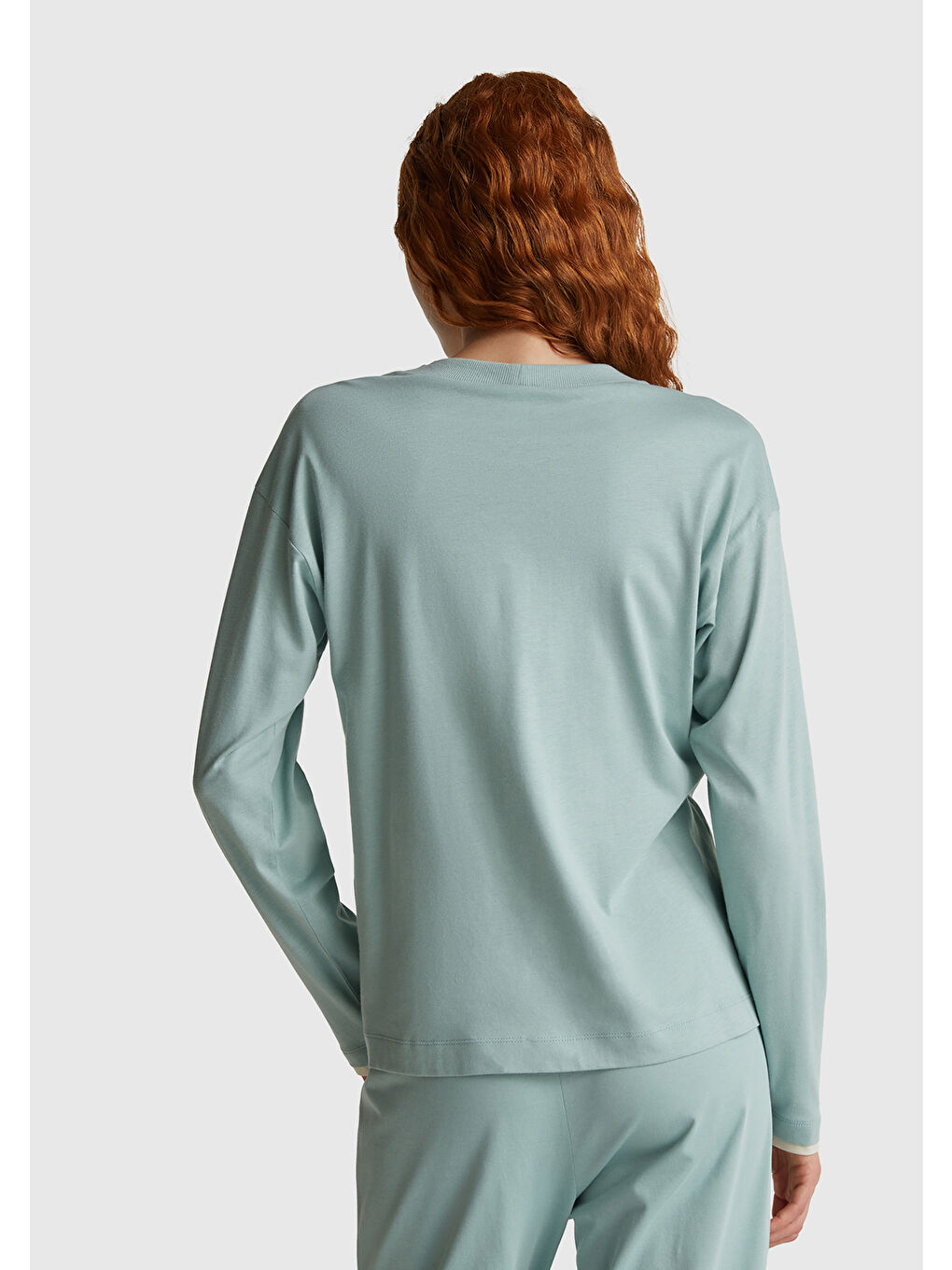 Kadın Açık Yeşil Pamuk Karışımlı Disney Baskılı Pijama üstü-2