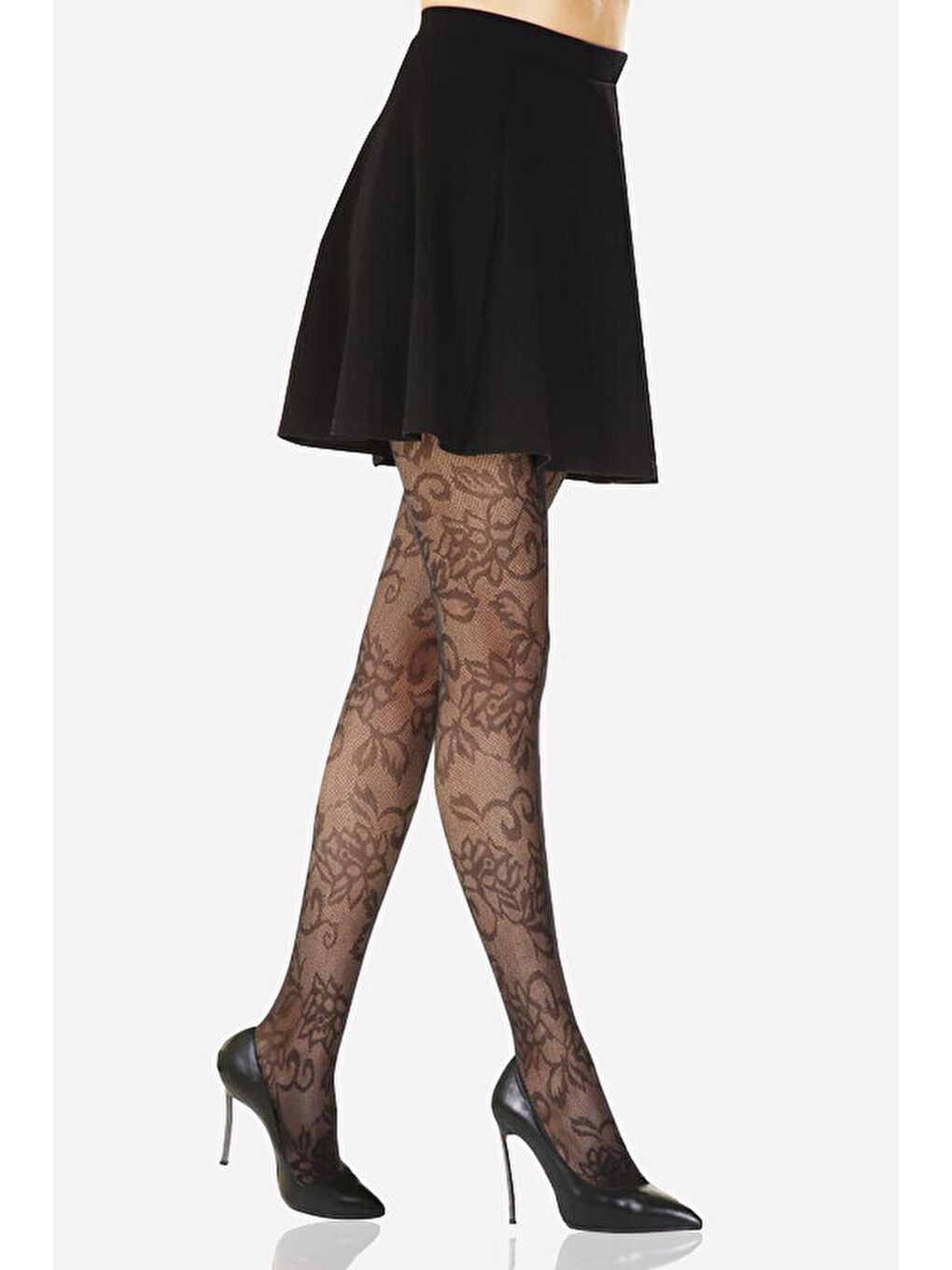 Siyah Desenli Külotlu Çorap-1