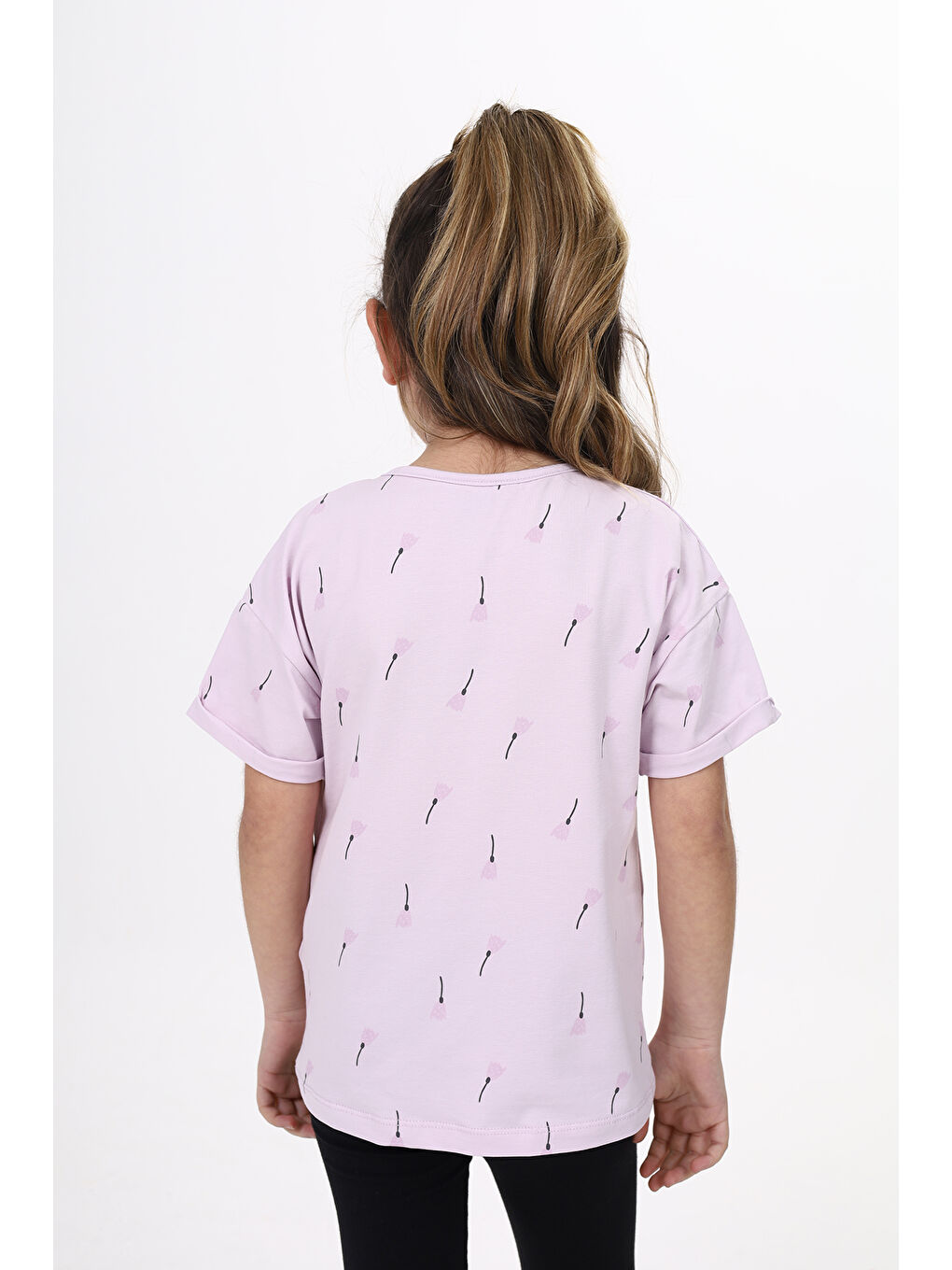 Lila Kız Çocuk Baskılı Tişört-2