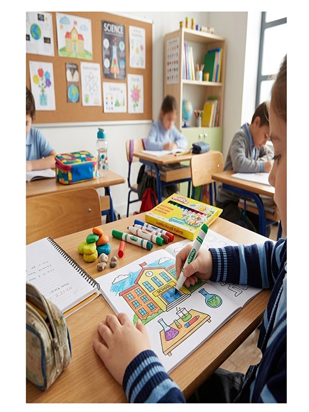 Keçeli Kalem 12 Renk Jumbo 1 Paket 12 Li Keçeli Kalem Canlı Renkler Yıkanabilir-2
