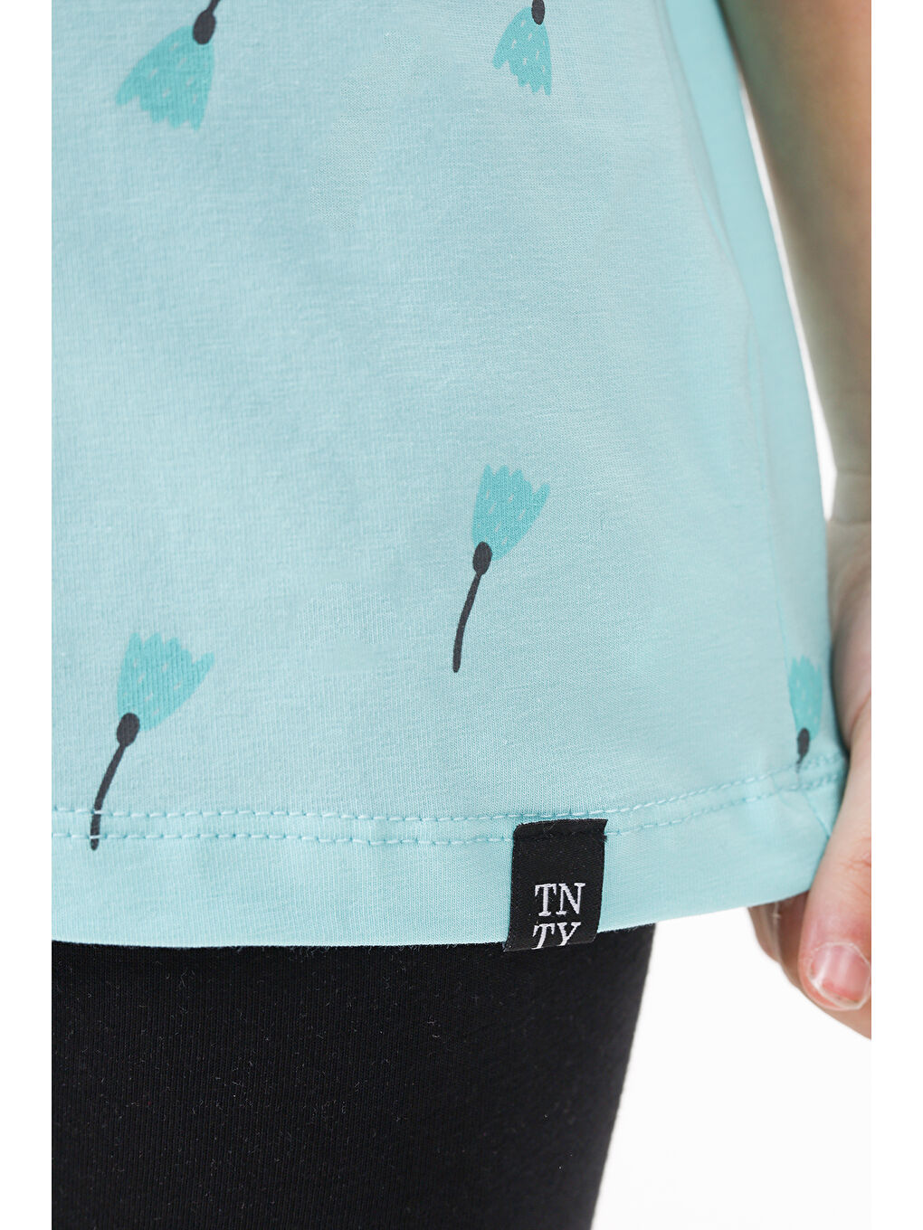 Turkuaz Kız Çocuk Baskılı Tişört-3