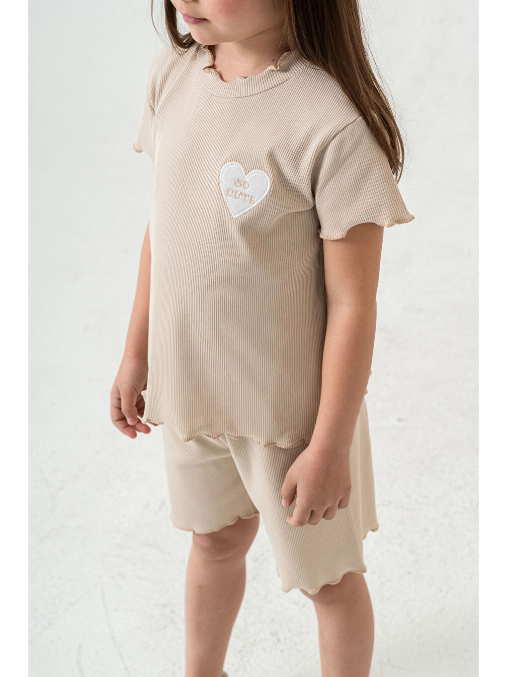 Bej So Cute Nakışlı Şortlu Takım 50355-1