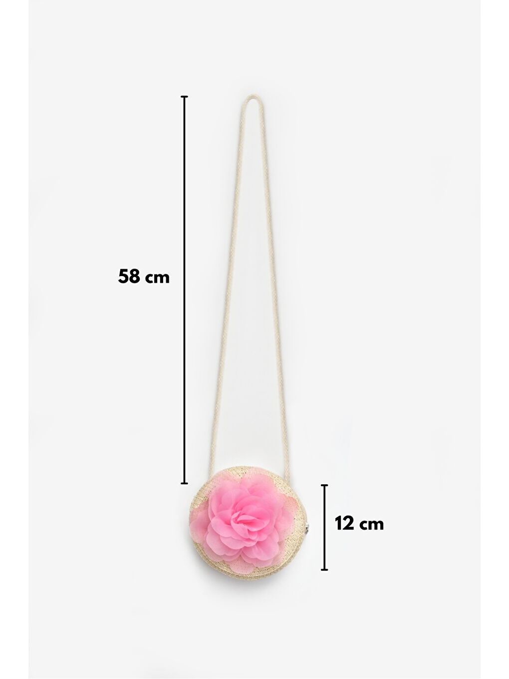 Pembe Gül Detaylı Kız Çocuk Hasır Çanta-2