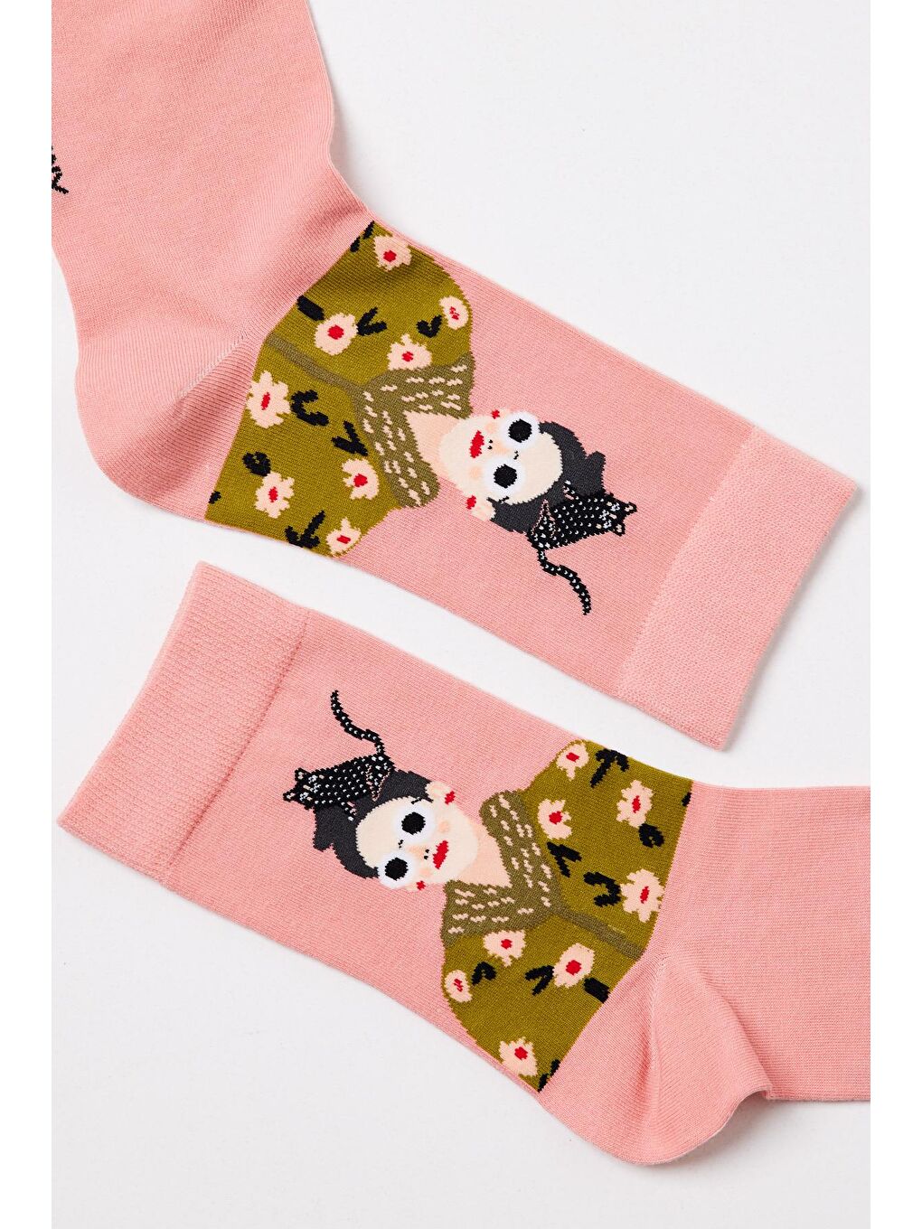 Kadın Figürlü Soket Çorap Pembe-2