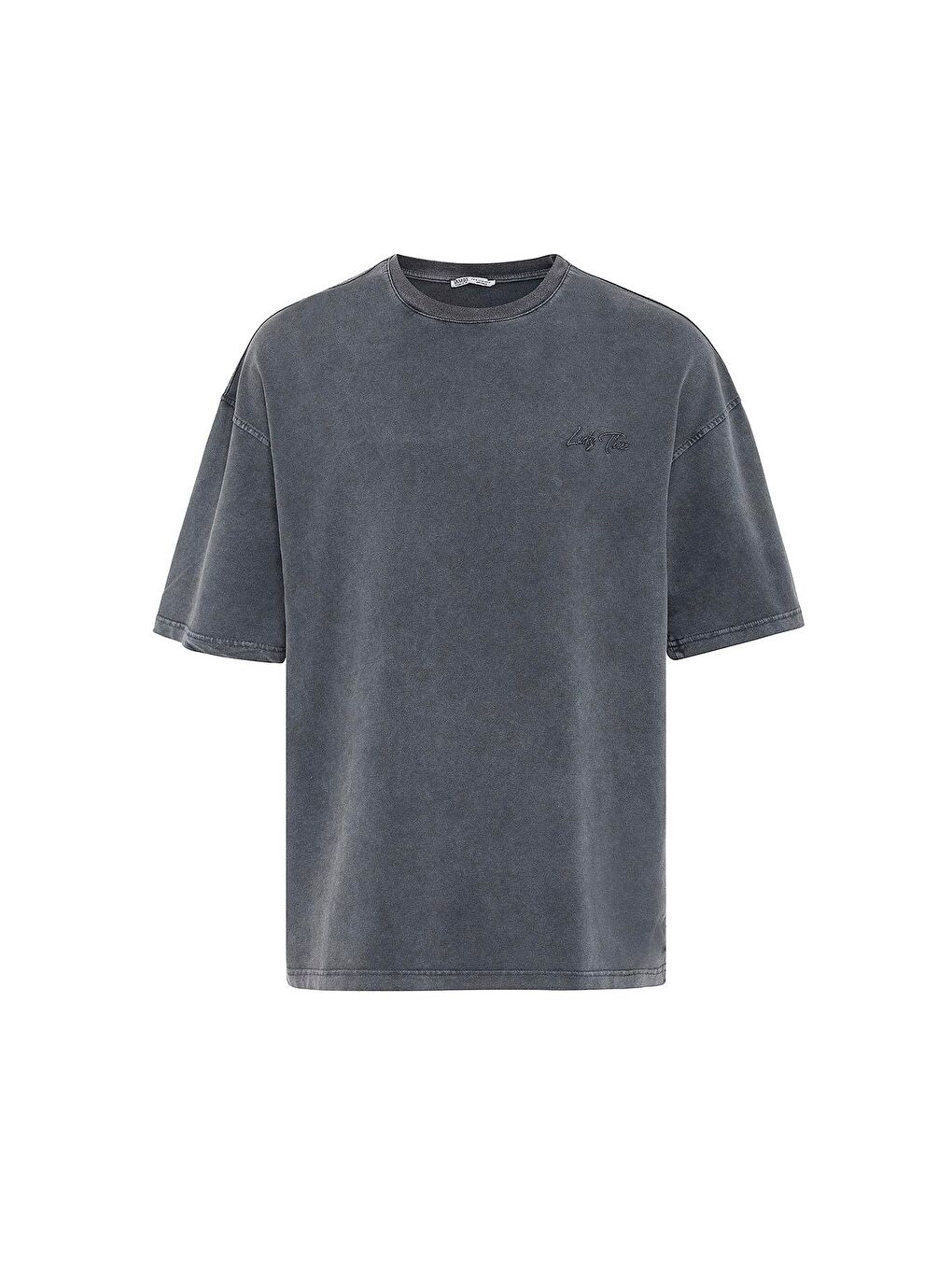 Yıkamalı Oversize Arka Baskılı Tişört Siyah-1