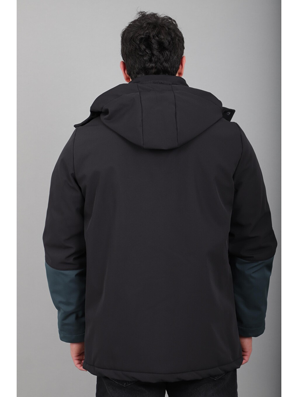 Petrol Çift Renk İçi Kürklü Softshell Kışlık Mont Pldp 3041_50525-6