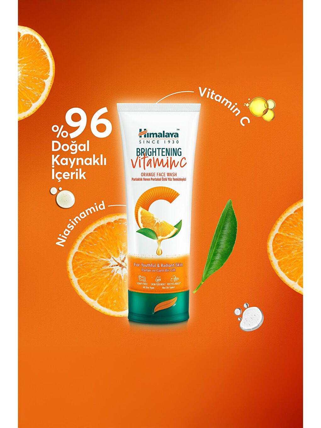 Vitamin C Parlaklık Veren Portakal Özlü Yüz Temizleyici 100ml, Tüm Ciltler, Paraben/SLS/SLES İçermez-4