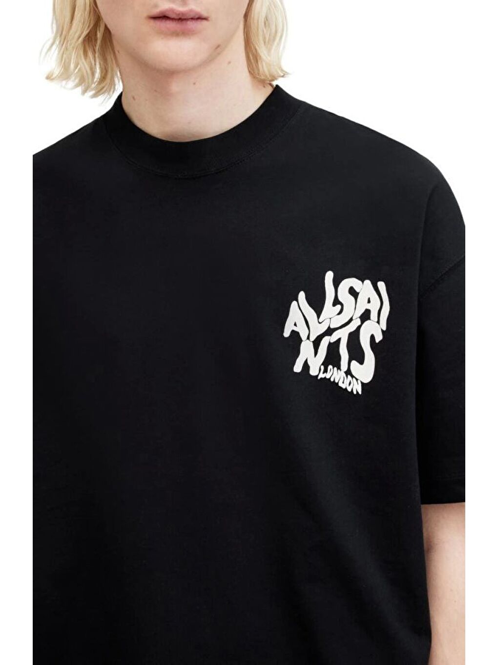 Erkek Baskılı Oversize T-shirt - Siyah-3