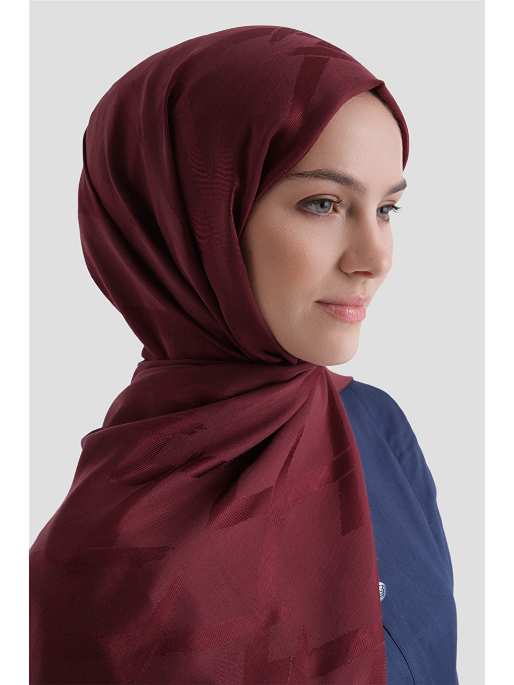 Bordo Lyocell Naia Zikzak Desen Şal 1- 31-2