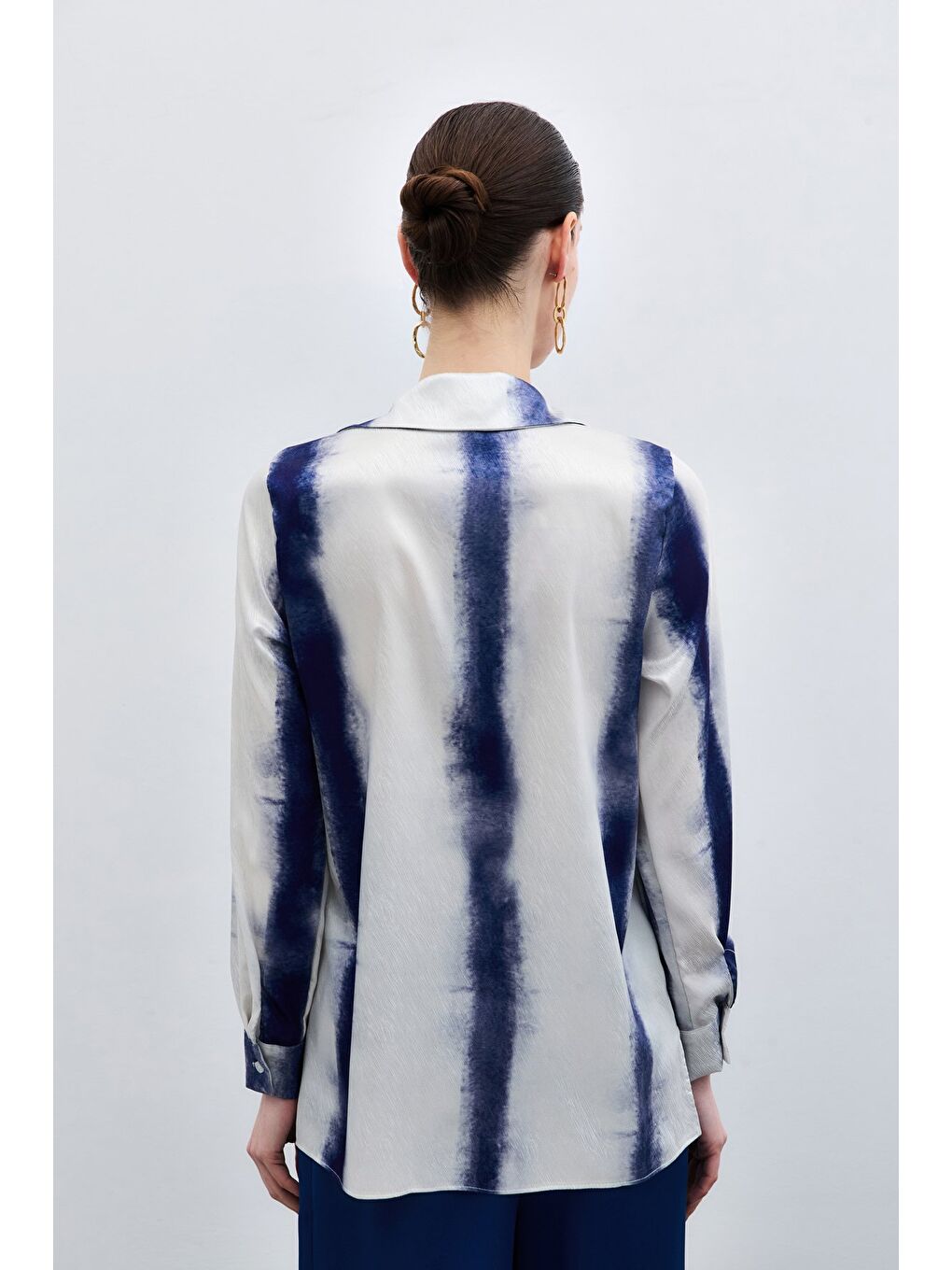 Desenli Klasik Gömlek - Sax Mavi-6