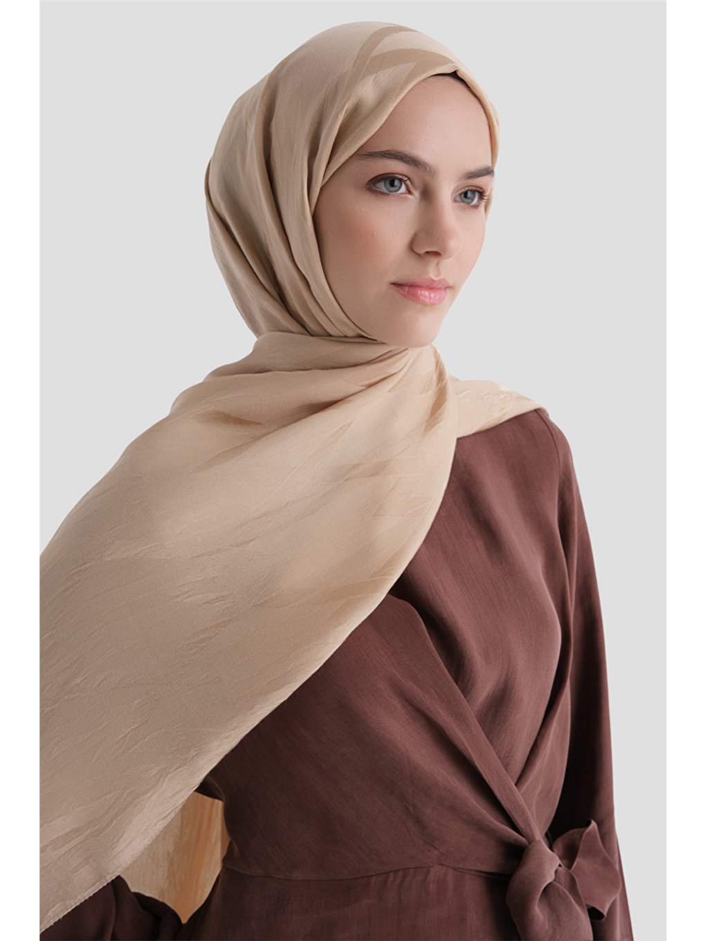 Pembe Lyocell Naia Zikzak Desen Şal 1- 62-1