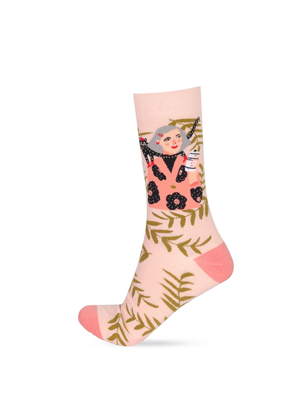 Ekru Kadın Figürlü Soket Çorap Pudra Pembe-2