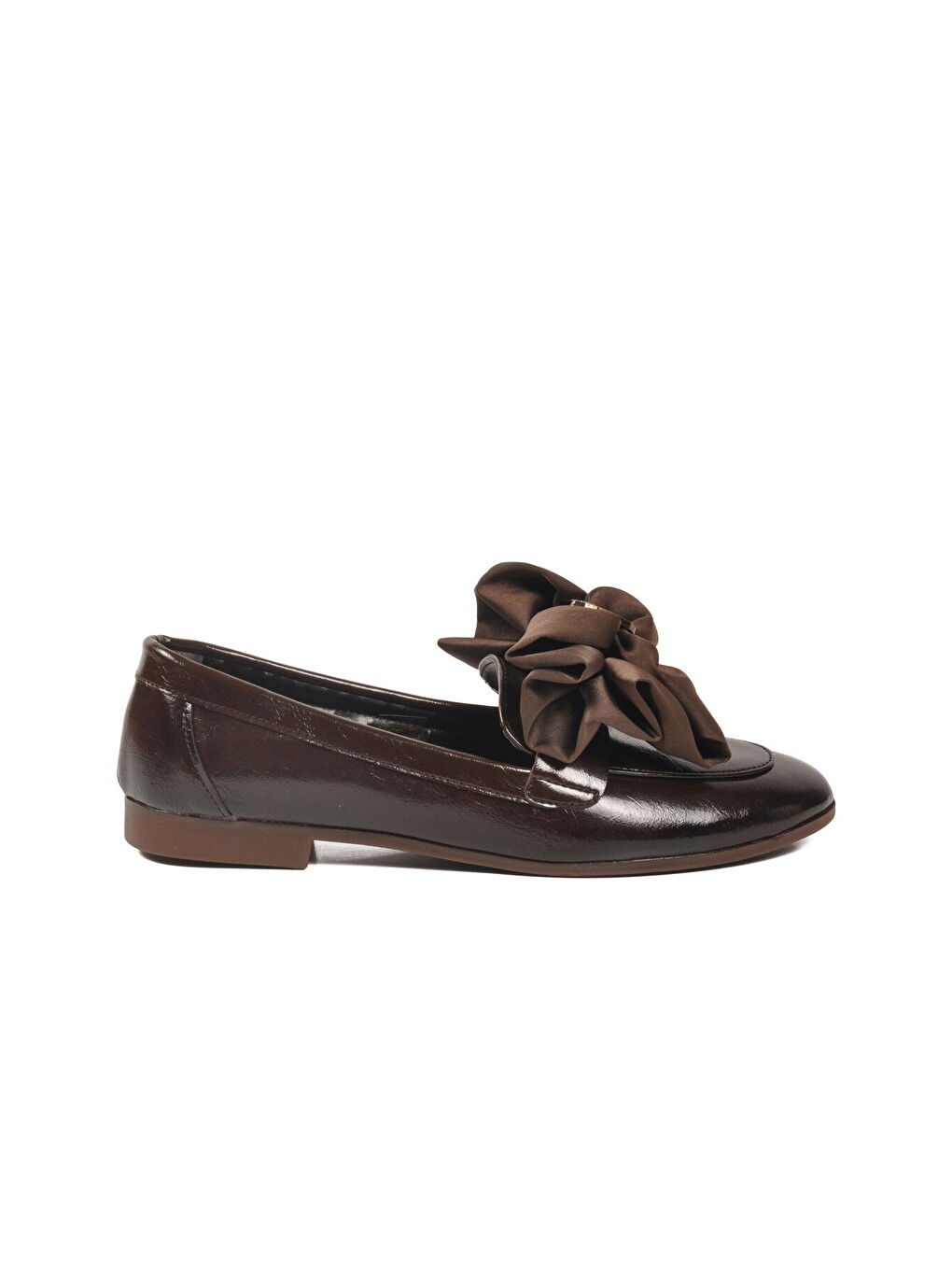 Kahverengi Kahve Hafif Fiyonk Kurdeleli Kadın Babet Ayakkabı 572485 Z-1