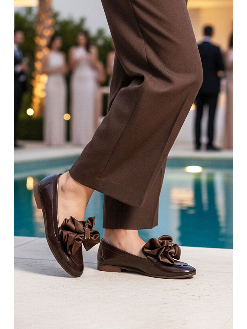 Kahverengi Kahve Hafif Fiyonk Kurdeleli Kadın Babet Ayakkabı 572485 Z-2