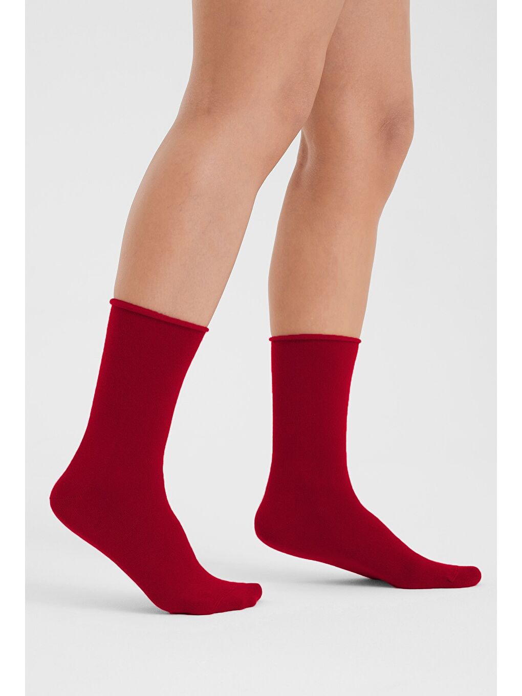 Kırmızı Modal Lastiksiz Dikişsiz Kadın Soket Çorap 36-41-2