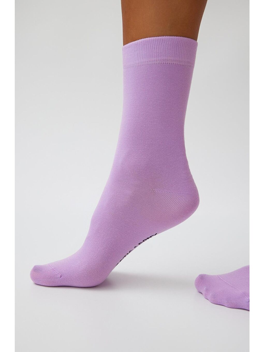 Kadın Figürlü Kedi Desenli Soket Çorap Lila-2