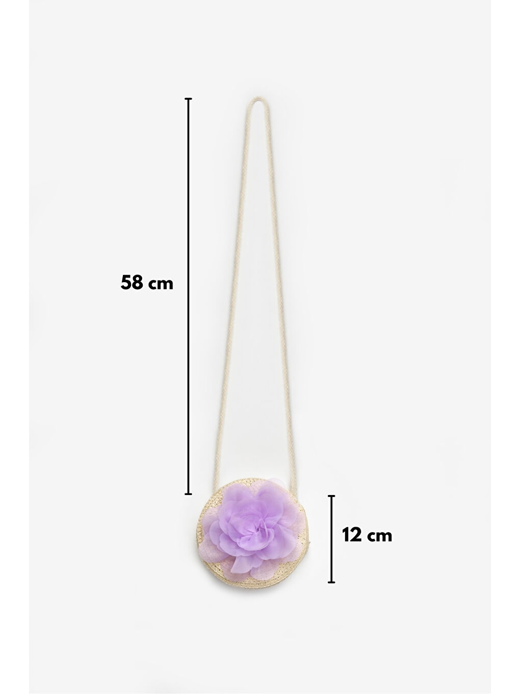 Lila Gül Detaylı Kız Çocuk Hasır Çanta-2