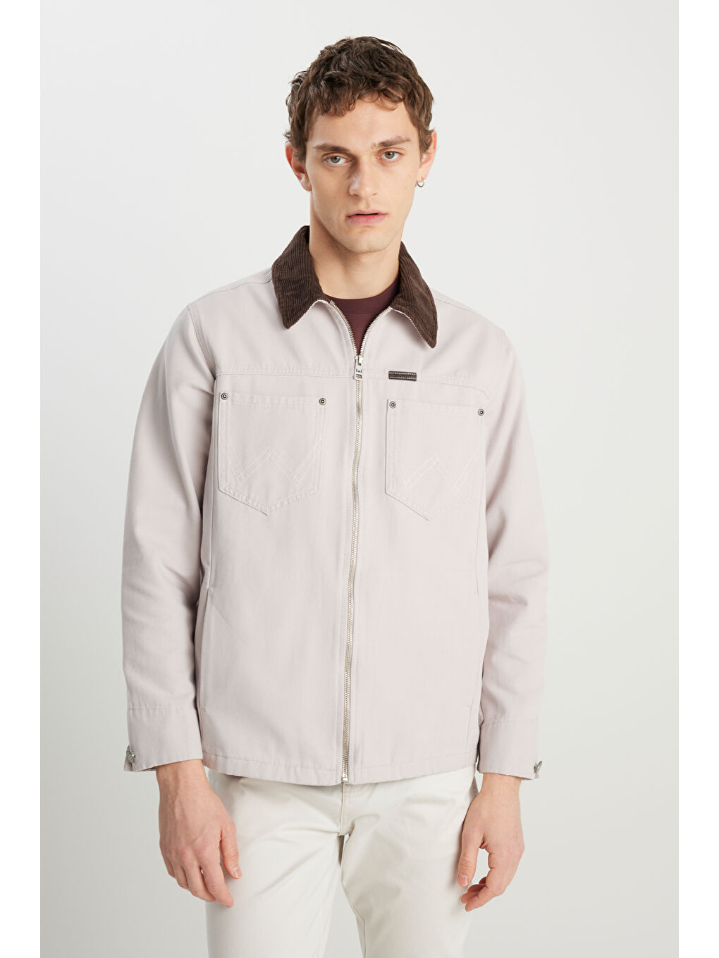 %100 Pamuk Regular Fit Normal Kesim Kadife Yaka Gri Ceket-1