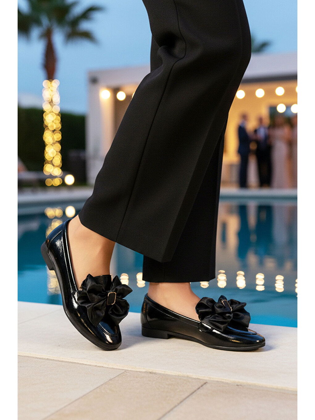 Siyah Hafif Fiyonk Kurdeleli Kadın Babet Ayakkabı 572485 Z-2