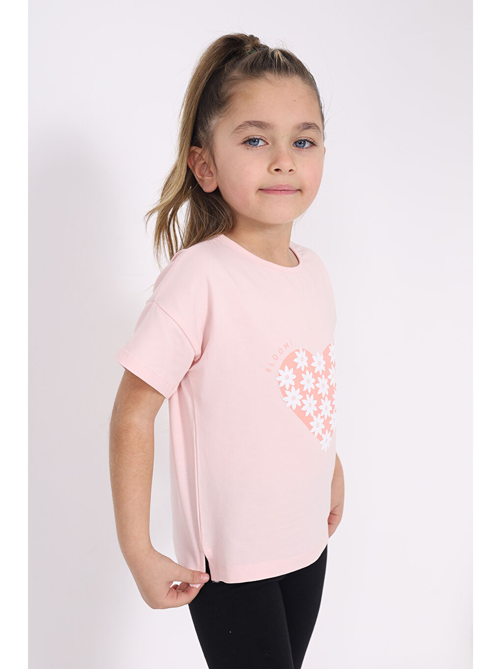 Pembe Kız Çocuk Baskılı Tişört-1