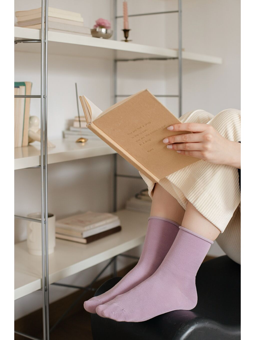 Lila Lavanta Rengi Modal Lastiksiz Dikişsiz Kadın Soket Çorap 36-41