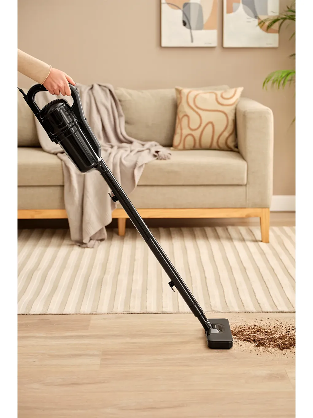 Dustrider 1265H 2 in 1 Kablolu Toz Torbasız Dikey Süpürge Siyah Gri-1